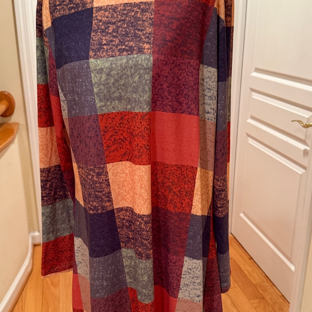 Turtleneck Long Sleeve Patchwork Swing Dress - Mu… - image 9